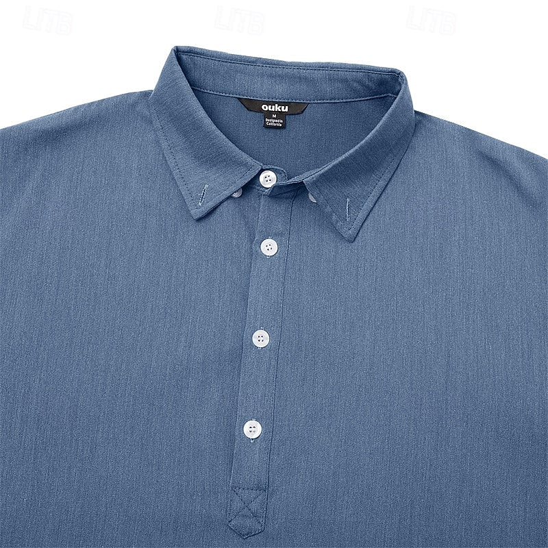 Casual Popover Shirt for Men | Lightweight Cotton | Versatile Everyday Wear - Satinnis