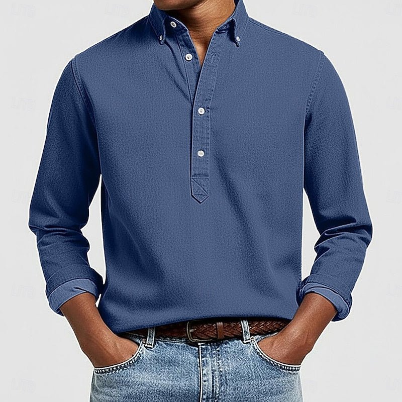 Casual Popover Shirt for Men | Lightweight Cotton | Versatile Everyday Wear - Satinnis