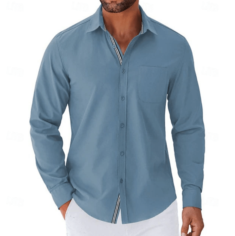 Classic Long Sleeve Button-Up Shirt | Cotton Blend | Casual & Formal Wear - Satinni