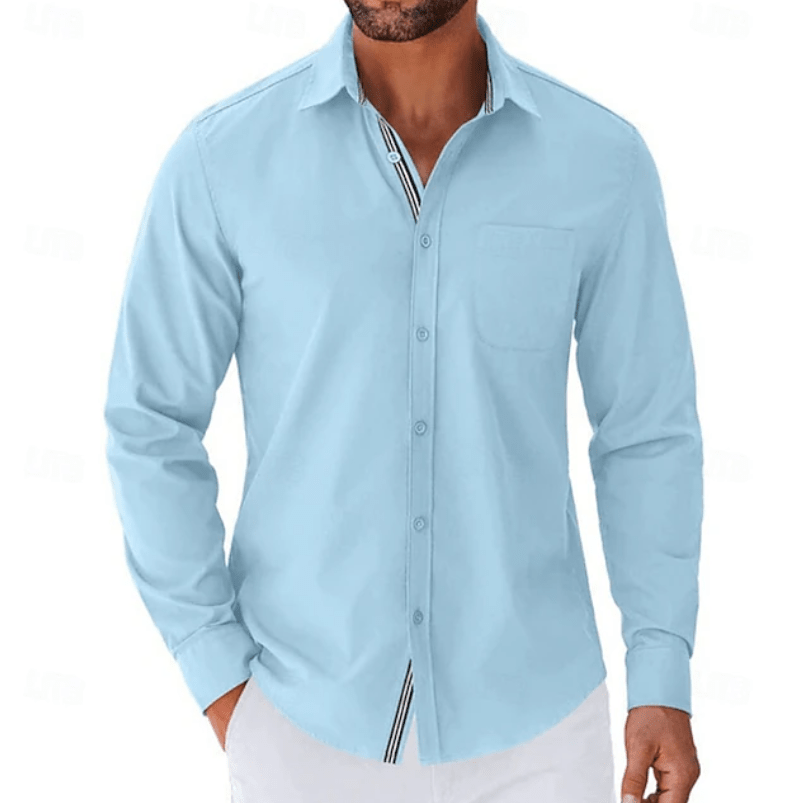 Classic Long Sleeve Button-Up Shirt | Cotton Blend | Casual & Formal Wear - Satinni