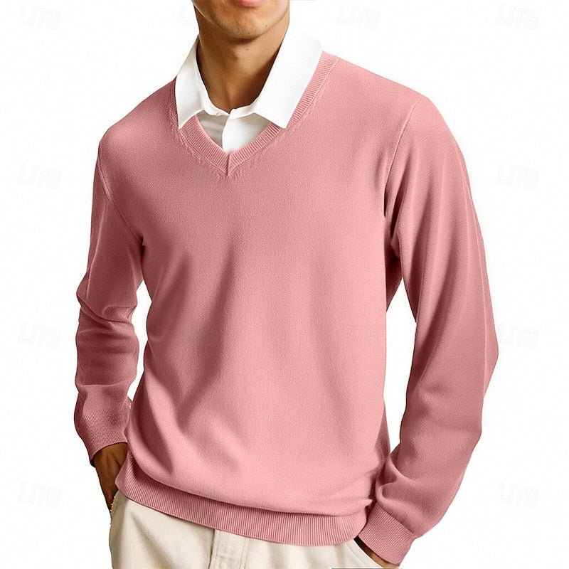 Classic V-Neck Sweater for Men | Soft Knit Fabric | Casual Wear - Satinni