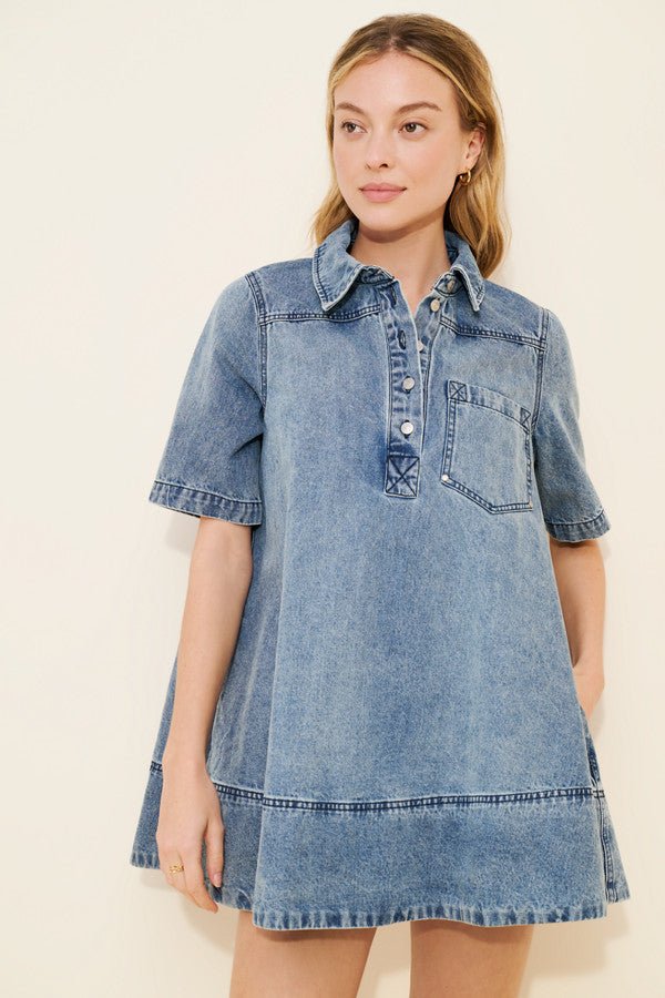 Denim Mini Dress – Casual Wear, Summer Outing - Satinni