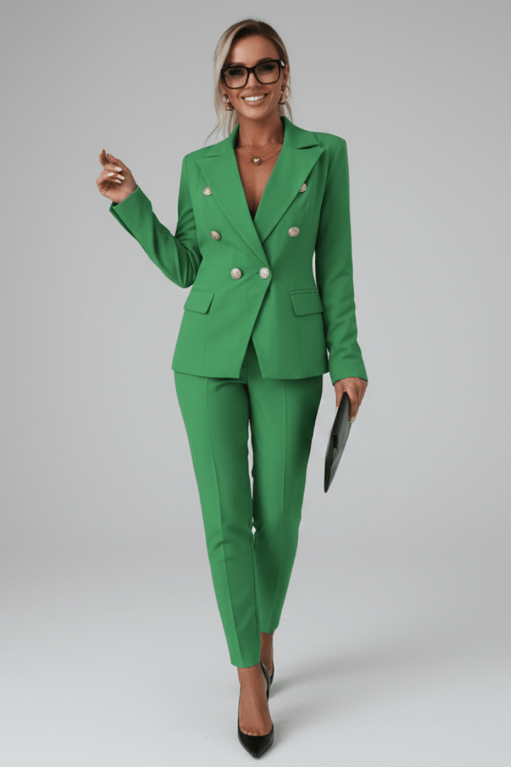 Double-Breasted Suit Set in Refined Fabric for Professional Attire - Satinni