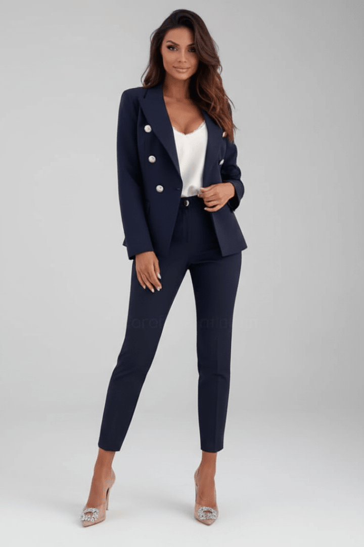 Double-Breasted Suit Set in Refined Fabric for Professional Attire - Satinni
