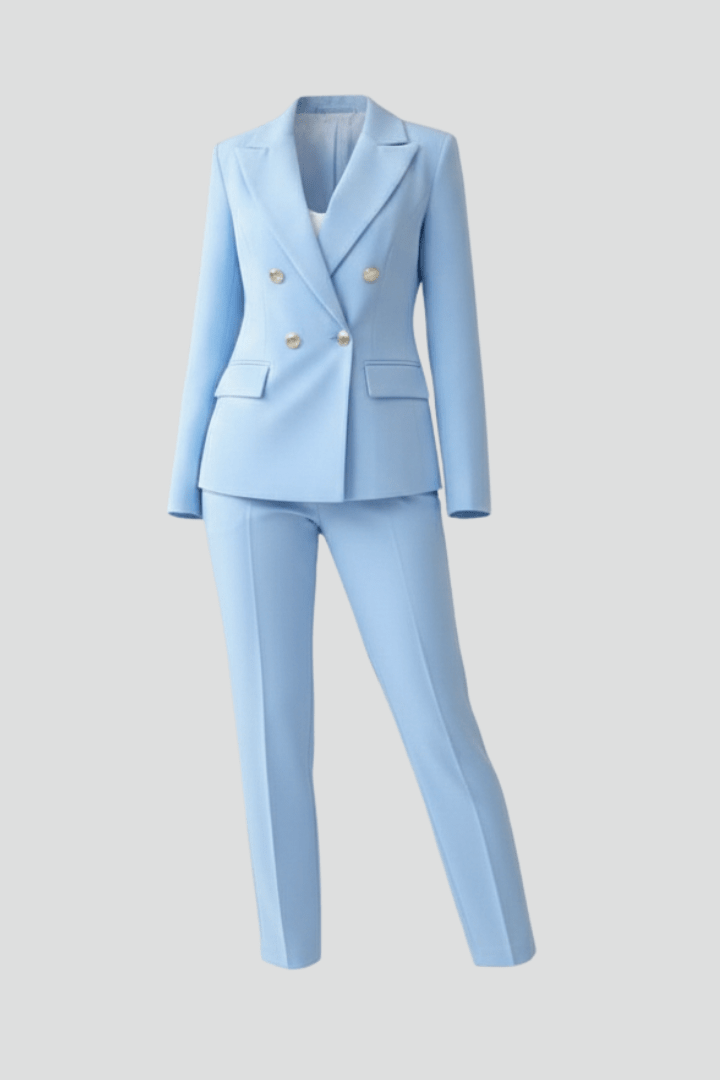 Double-Breasted Suit Set in Refined Fabric for Professional Attire - Satinni