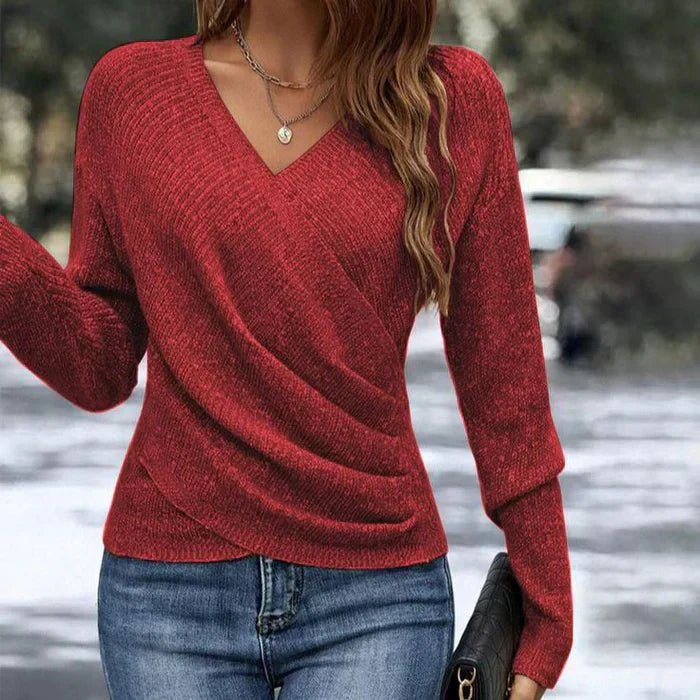 Draped Wrap-Front Top in Soft Fabric for Casual or Dressy Occasions - Satinni