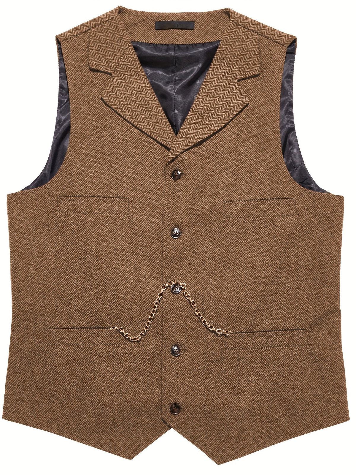Herringbone Waistcoat in Refined Fabric for Formal or Smart-Casual Wear - Satinni