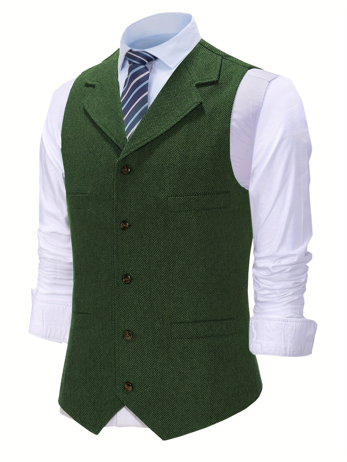 Herringbone Waistcoat in Refined Fabric for Formal or Smart-Casual Wear - Satinni