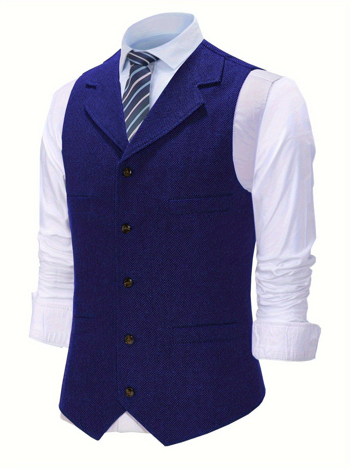 Herringbone Waistcoat in Refined Fabric for Formal or Smart-Casual Wear - Satinni