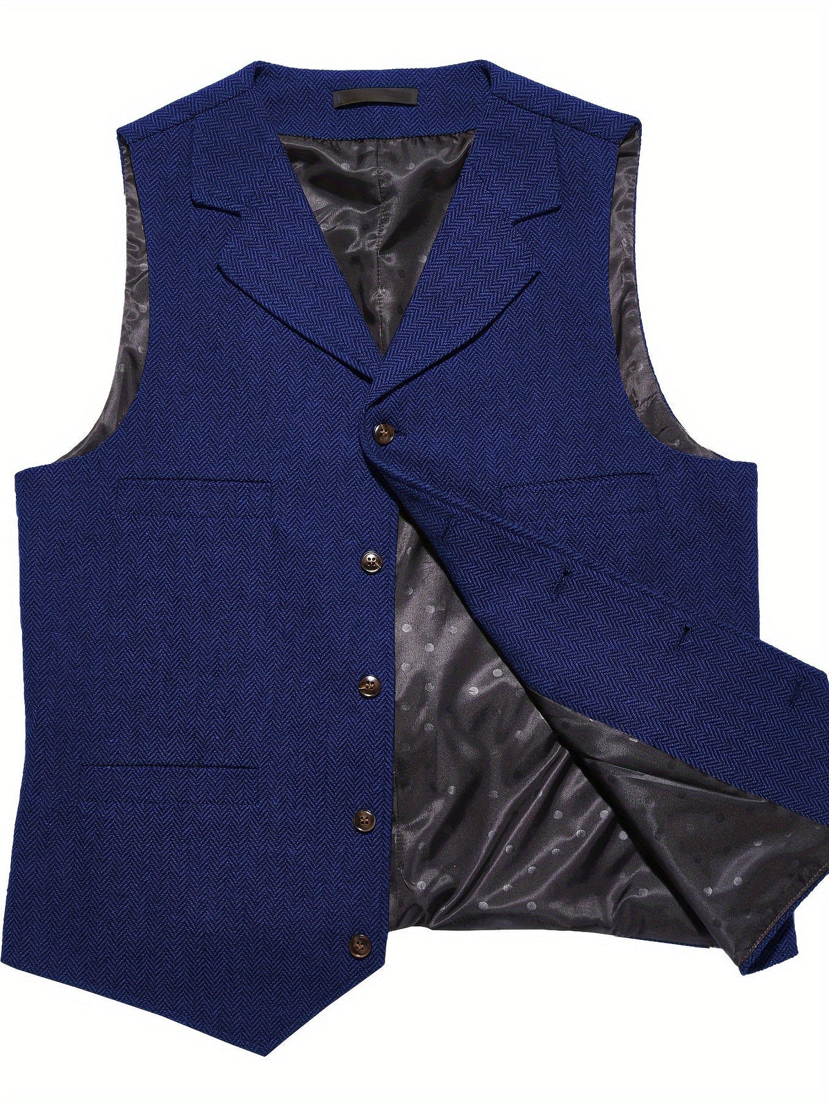 Herringbone Waistcoat in Refined Fabric for Formal or Smart-Casual Wear - Satinni
