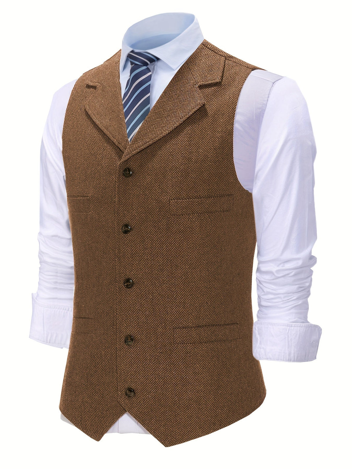 Herringbone Waistcoat in Refined Fabric for Formal or Smart-Casual Wear - Satinni