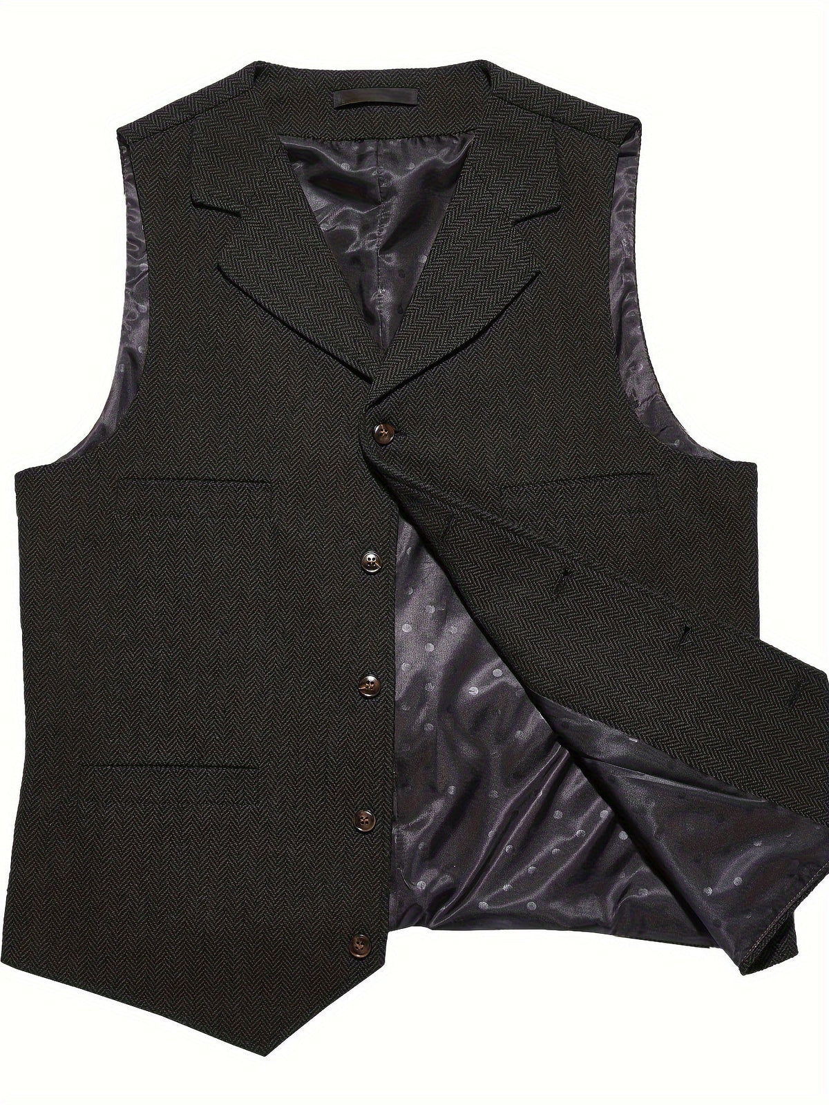 Herringbone Waistcoat in Refined Fabric for Formal or Smart-Casual Wear - Satinni