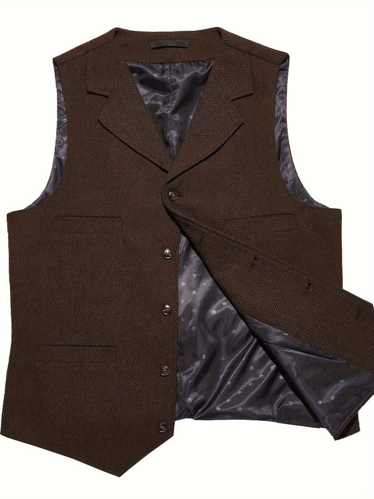 Herringbone Waistcoat in Refined Fabric for Formal or Smart-Casual Wear - Satinni