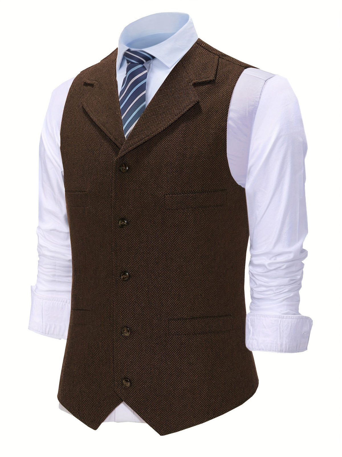 Herringbone Waistcoat in Refined Fabric for Formal or Smart-Casual Wear - Satinni
