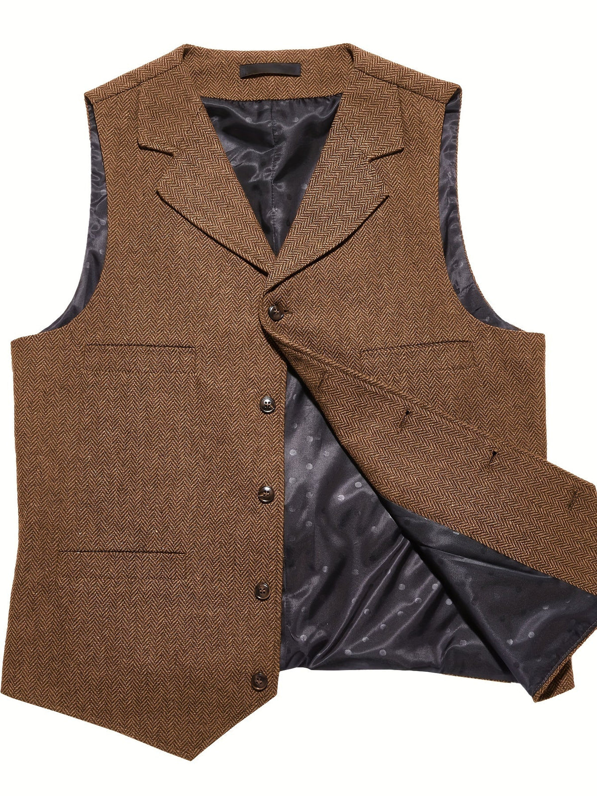 Herringbone Waistcoat in Refined Fabric for Formal or Smart-Casual Wear - Satinni