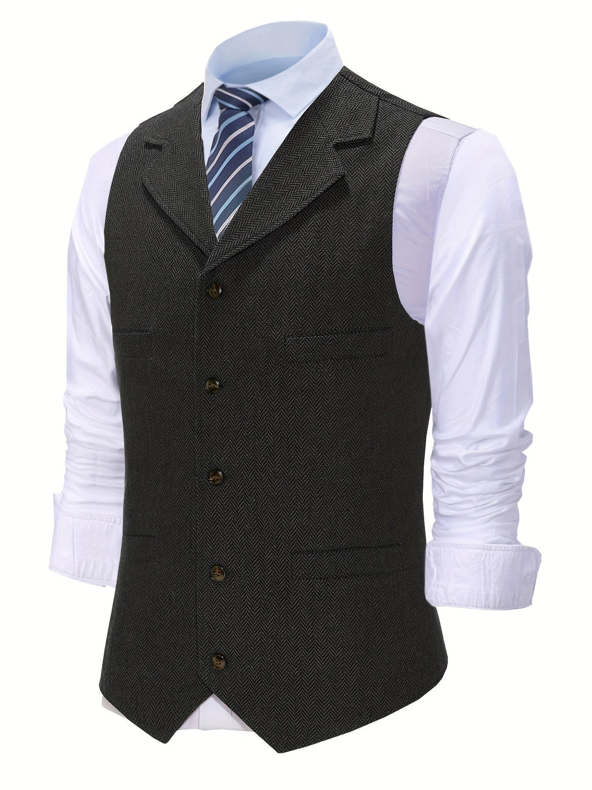 Herringbone Waistcoat in Refined Fabric for Formal or Smart-Casual Wear - Satinni