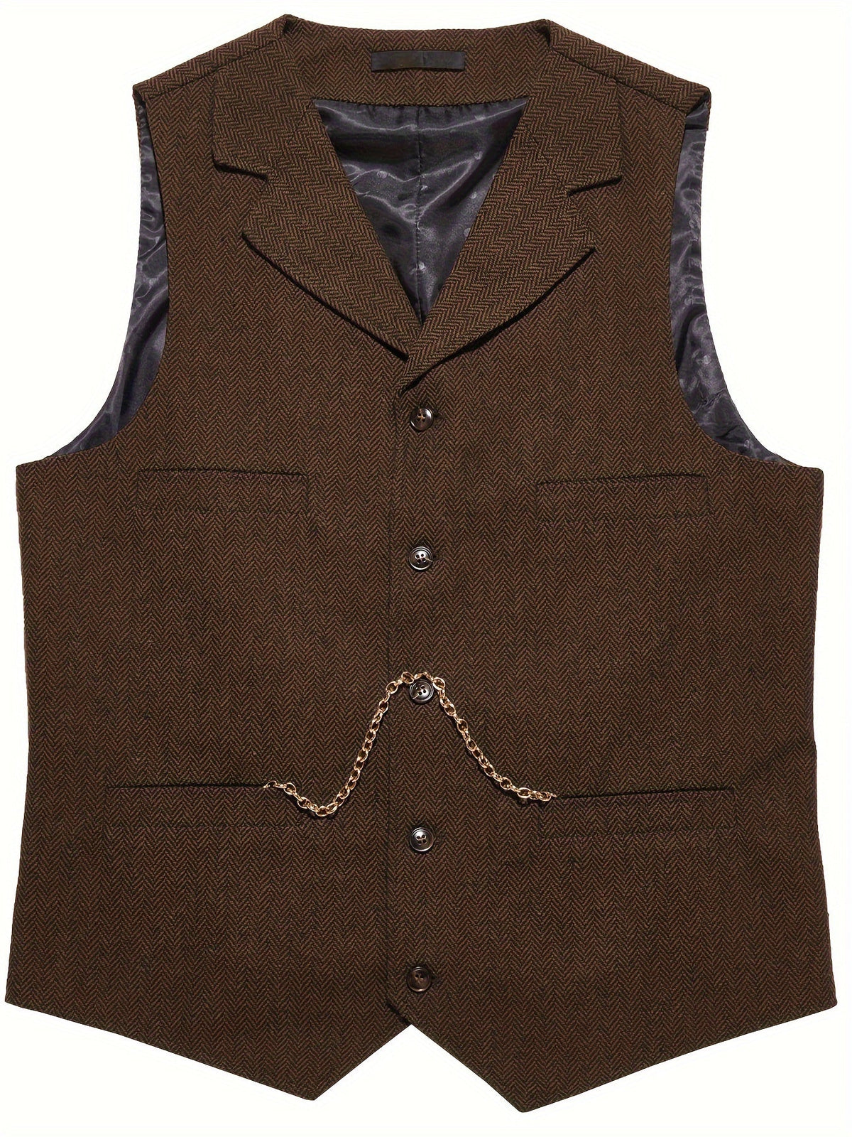 Herringbone Waistcoat in Refined Fabric for Formal or Smart-Casual Wear - Satinni