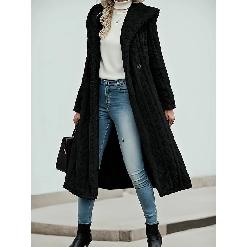 Hooded Longline Coat for Women | Warm and Stylish Outerwear in Various Sizes - Satinnis