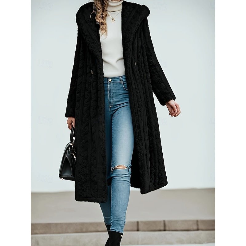Hooded Longline Coat for Women | Warm and Stylish Outerwear in Various Sizes - Satinnis