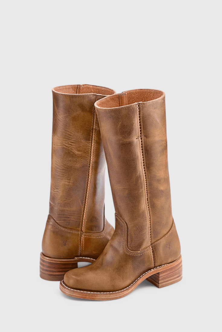 Knee-High Heeled Boots in Paisley Print | Classic Style for Everyday Wear - Satinni