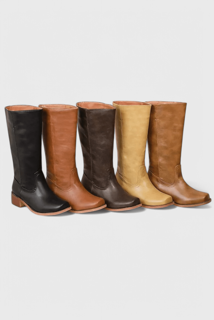 Knee-High Heeled Boots in Paisley Print | Classic Style for Everyday Wear - Satinni