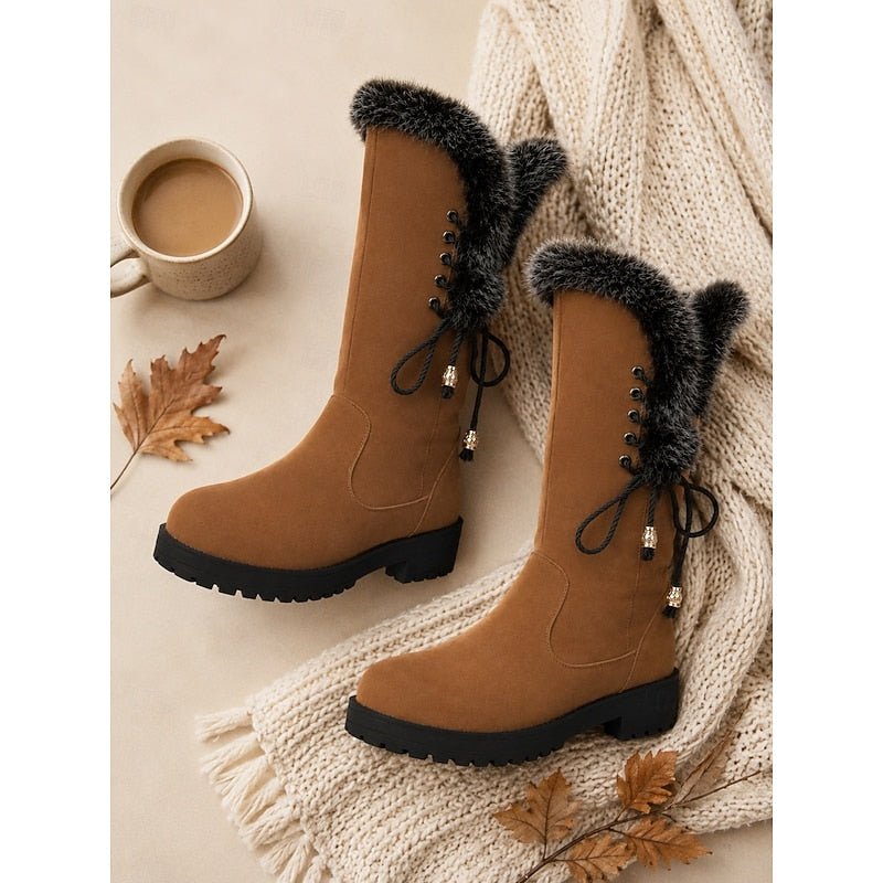 Knee-High Winter Boots with Fur Trim | Stylish and Warm Footwear for Cold Weather - Satinni