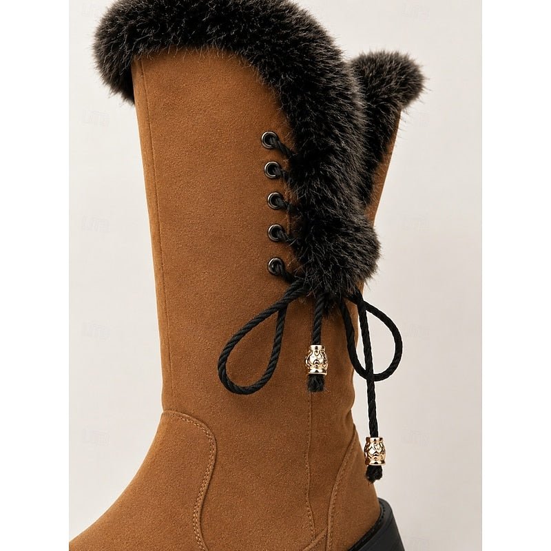 Knee-High Winter Boots with Fur Trim | Stylish and Warm Footwear for Cold Weather - Satinni