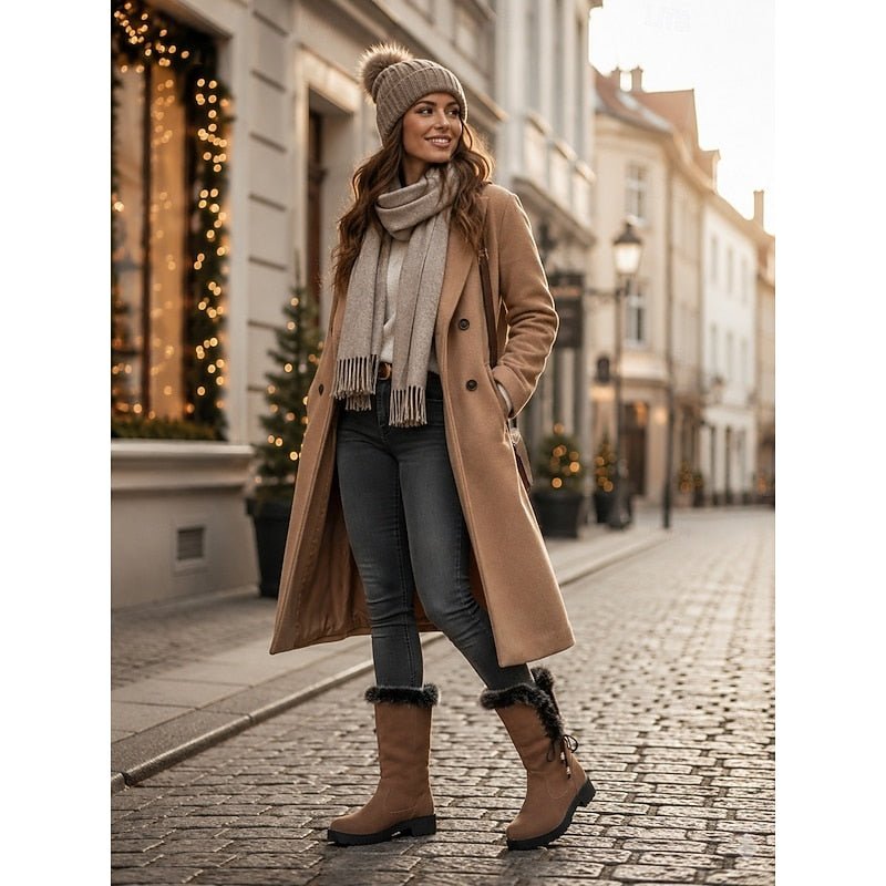 Knee-High Winter Boots with Fur Trim | Stylish and Warm Footwear for Cold Weather - Satinni