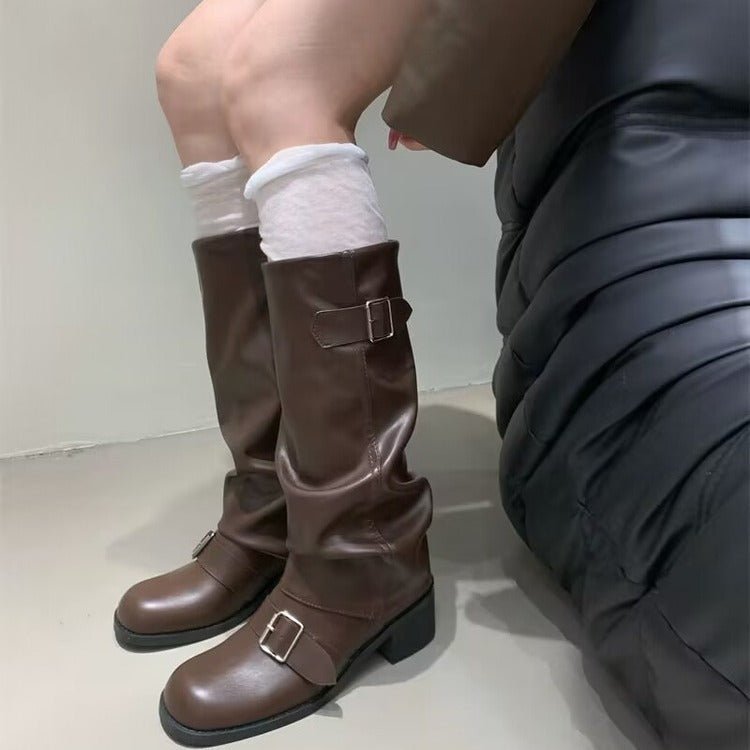 Knee Long Boots Women's Thick Heel – Autumn Fashion, Winter Wear - Satinni