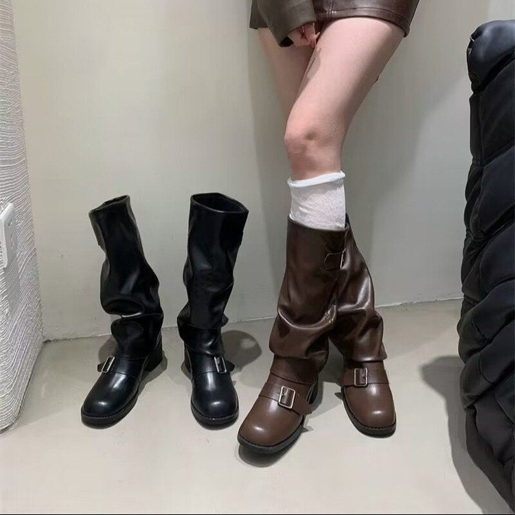 Knee Long Boots Women's Thick Heel – Autumn Fashion, Winter Wear - Satinni