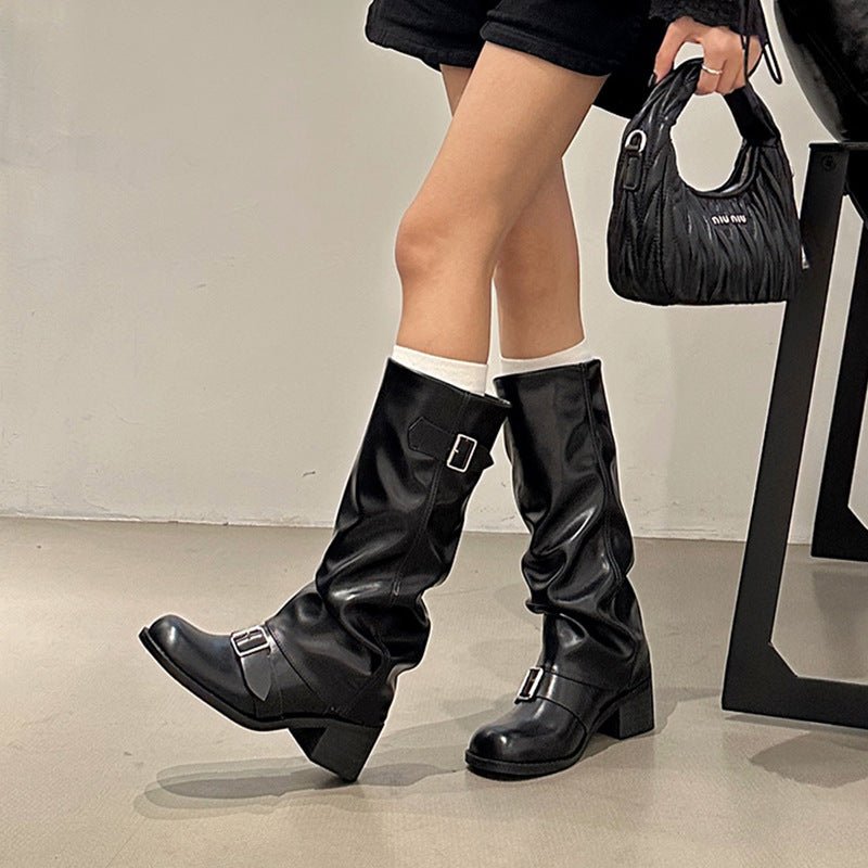 Knee Long Boots Women's Thick Heel – Autumn Fashion, Winter Wear - Satinni