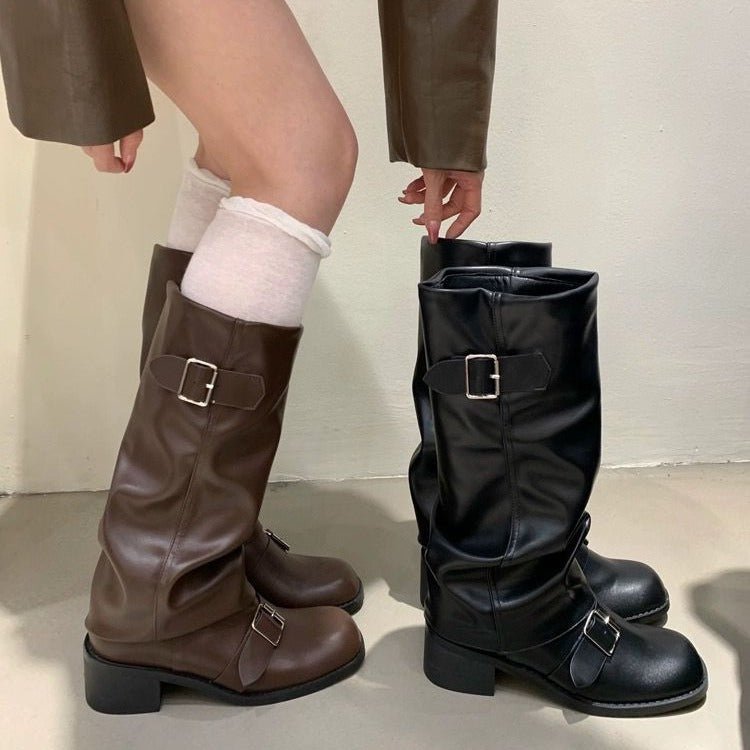 Knee Long Boots Women's Thick Heel – Autumn Fashion, Winter Wear - Satinni