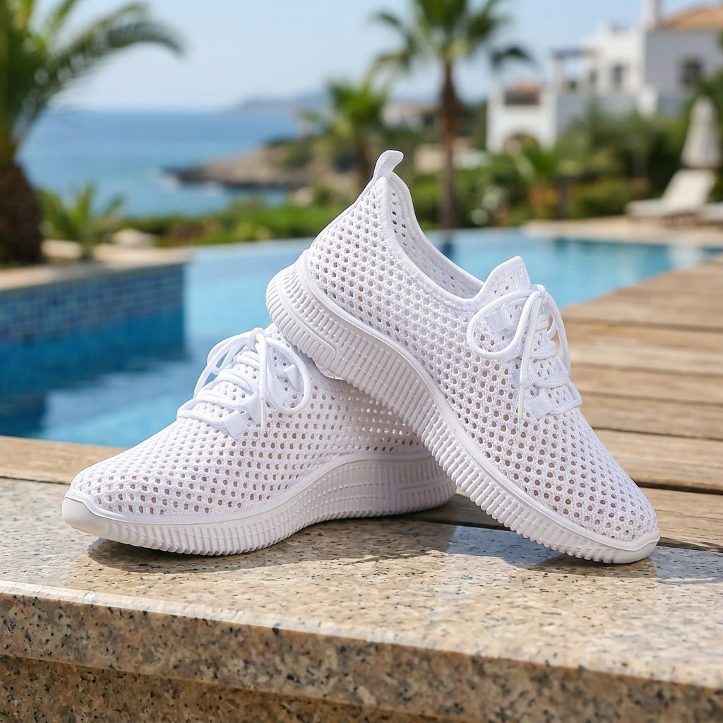 Lace-Up Airy Sneakers for Women - Lightweight Breathable Casual Footwear - Satinni