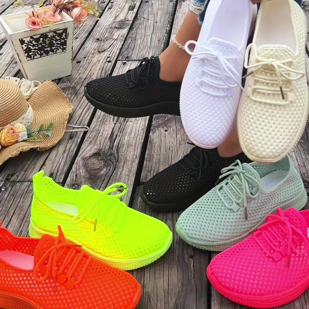 Lace-Up Airy Sneakers for Women - Lightweight Breathable Casual Footwear - Satinni