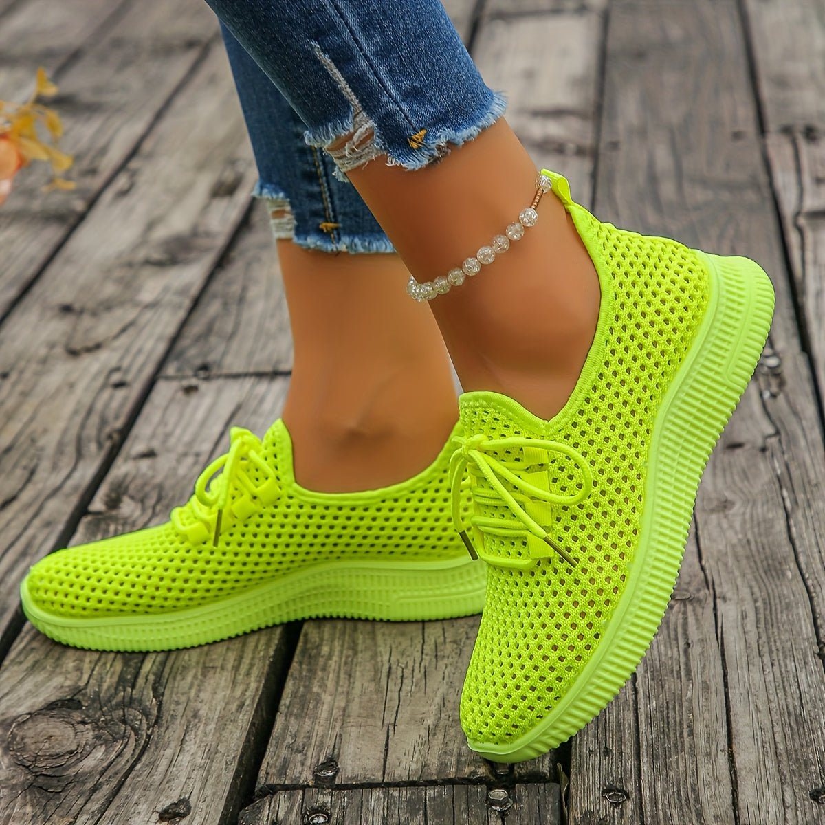 Lace-Up Airy Sneakers for Women - Lightweight Breathable Casual Footwear - Satinni