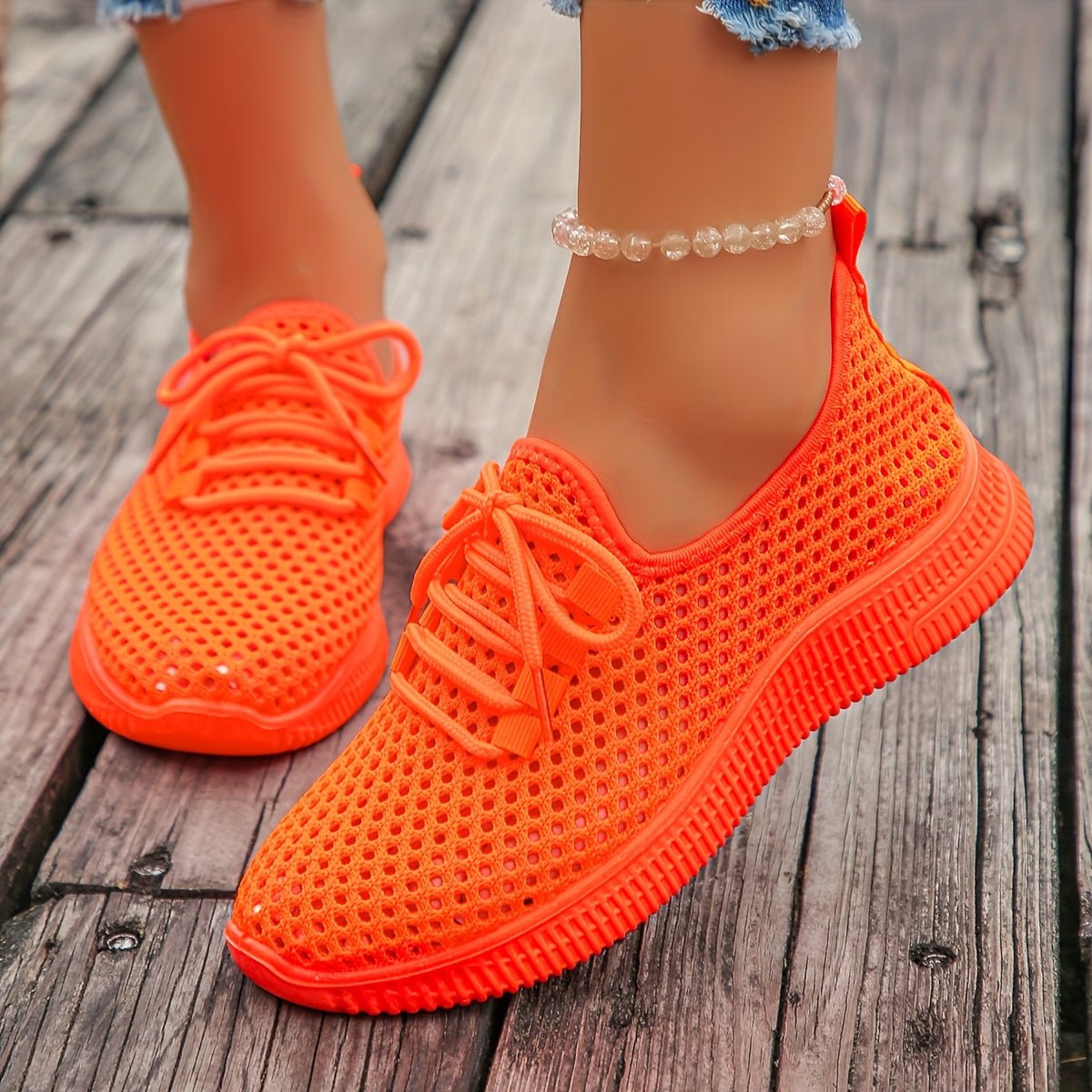 Lace-Up Airy Sneakers for Women - Lightweight Breathable Casual Footwear - Satinni