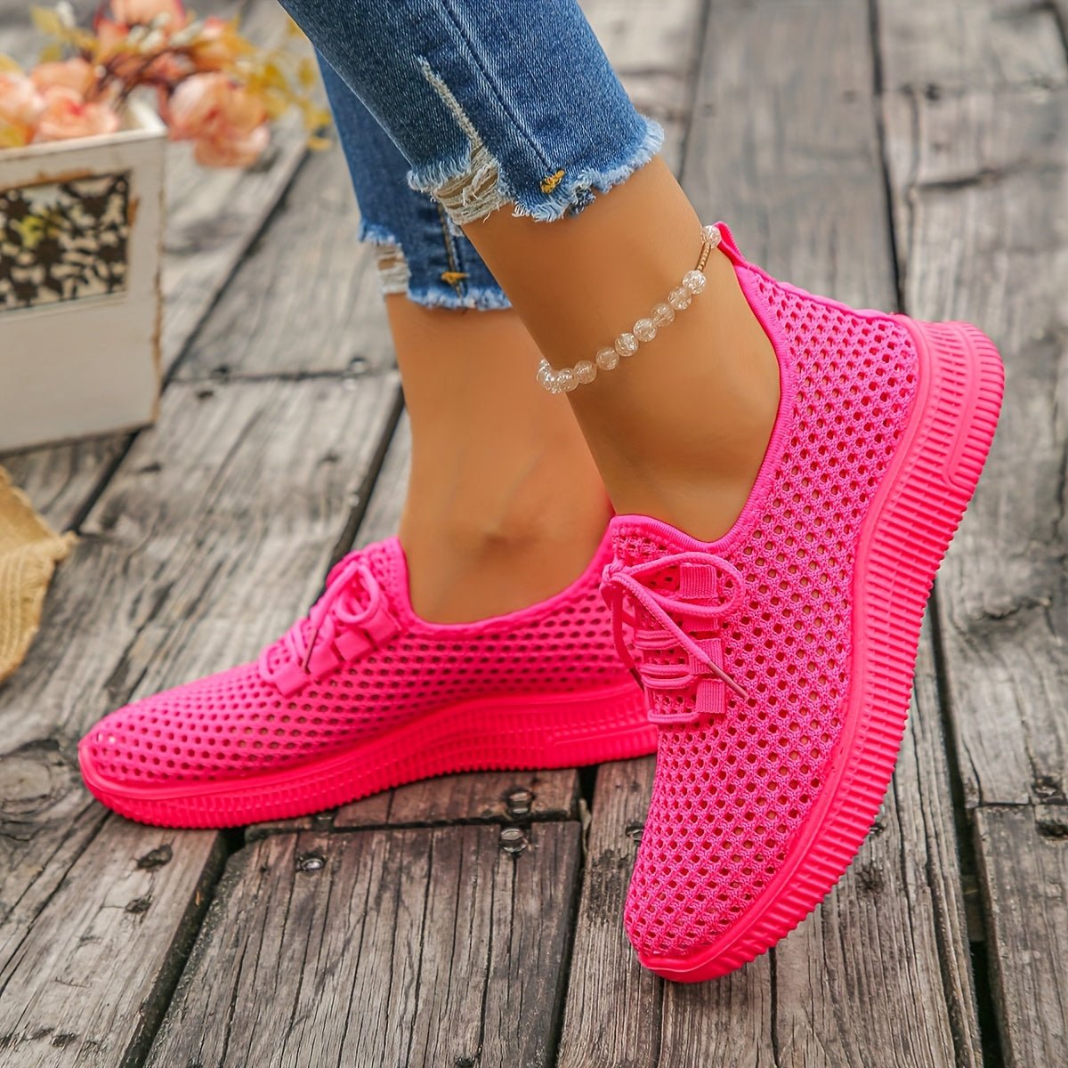 Lace-Up Airy Sneakers for Women - Lightweight Breathable Casual Footwear - Satinni