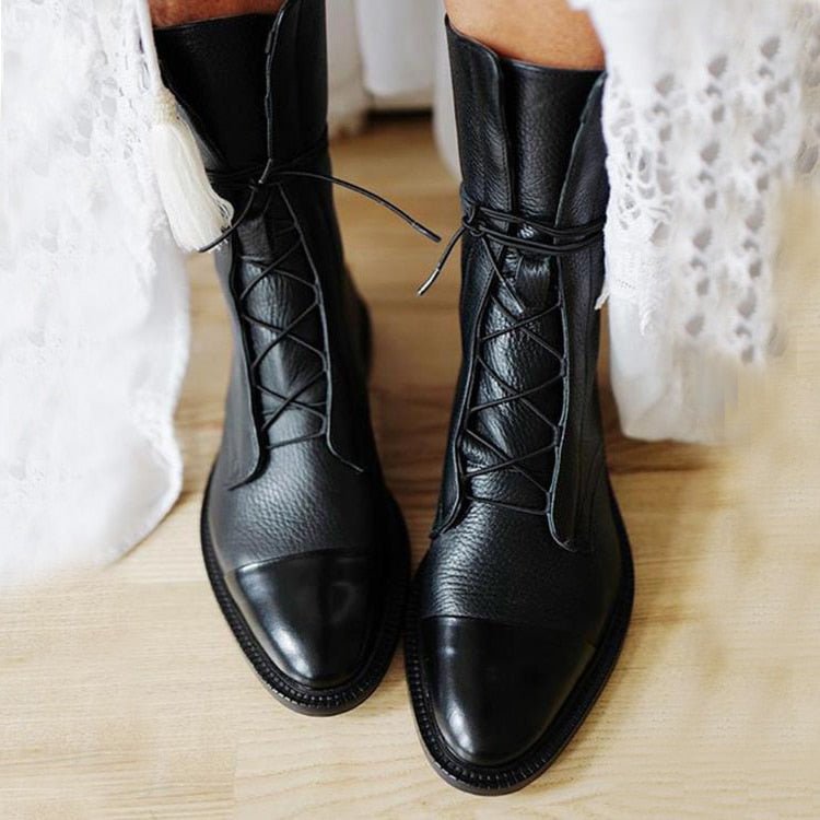 Lace-Up Ankle Boots in Elegant Lace Design for Casual and Formal Wear - Satinni