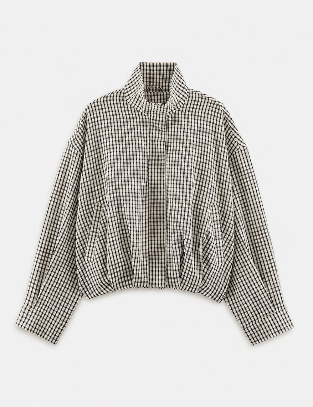 Ladies Casual Plaid Crop Jacket with Stand Collar – Everyday Wear, Stylish Layering - Satinni