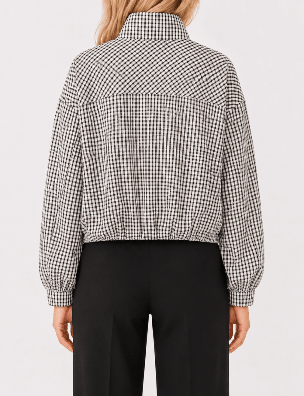 Ladies Casual Plaid Crop Jacket with Stand Collar – Everyday Wear, Stylish Layering - Satinni