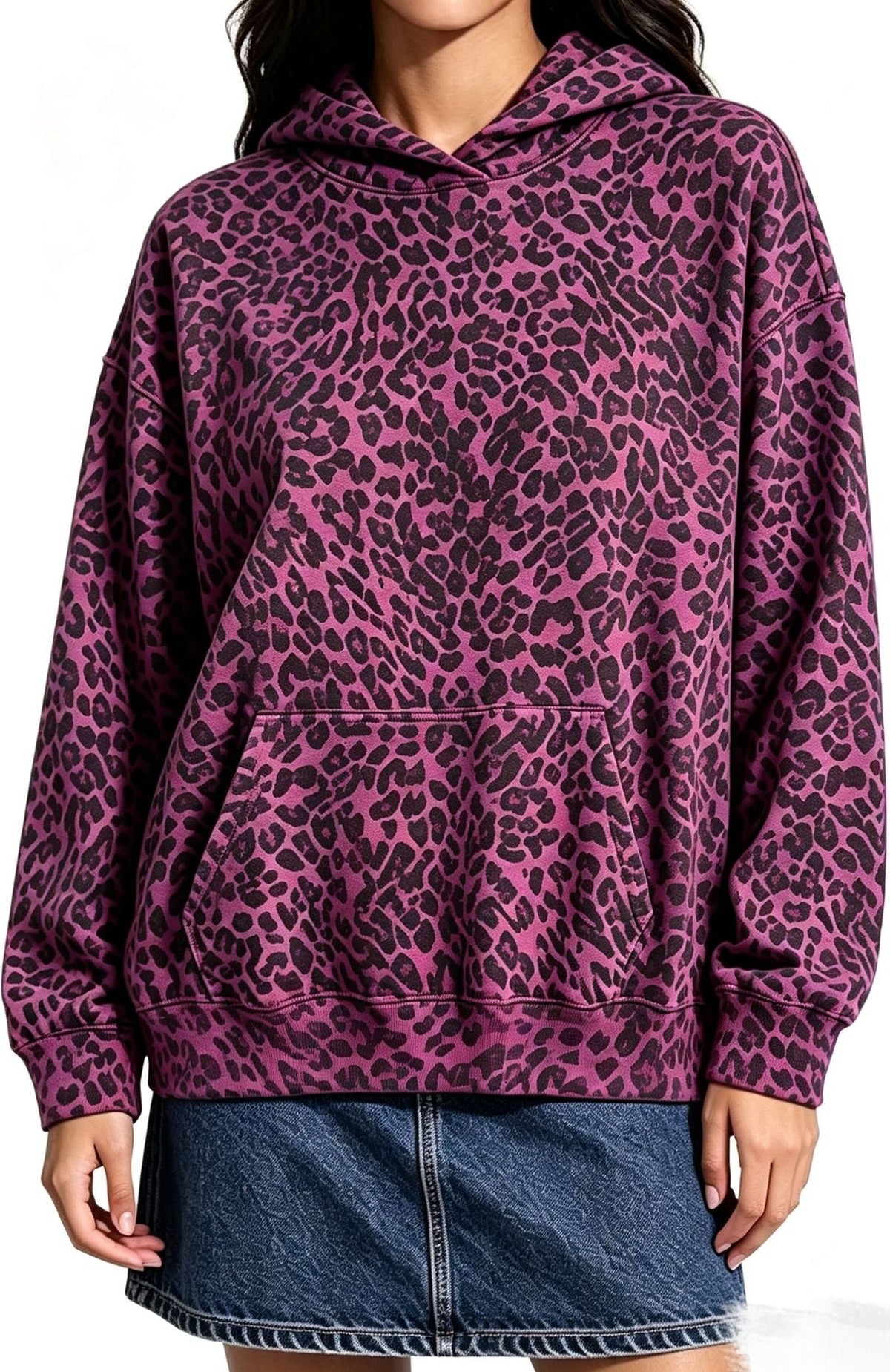 Leopard Print Hooded Sweatshirt | Women's Casual Pullover for Everyday Wear - Satinni