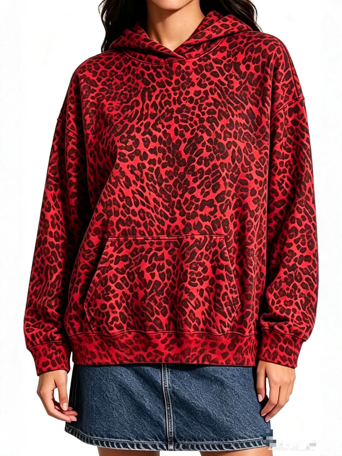 Leopard Print Hooded Sweatshirt | Women's Casual Pullover for Everyday Wear - Satinni