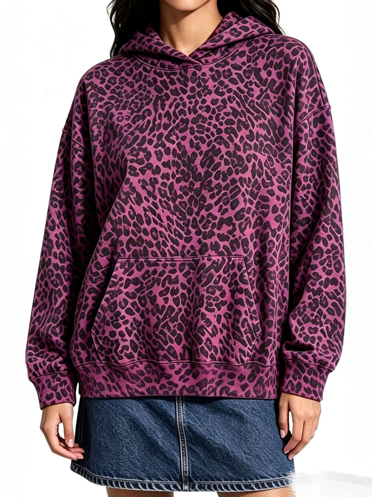 Leopard Print Hooded Sweatshirt | Women's Casual Pullover for Everyday Wear - Satinni