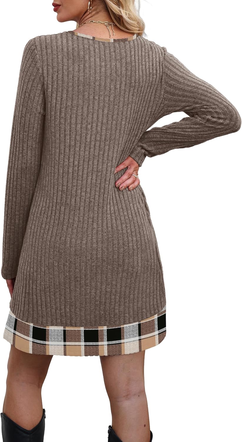 Long Sleeve Color Block Sweater Dress for Women – Casual, Office - Satinni