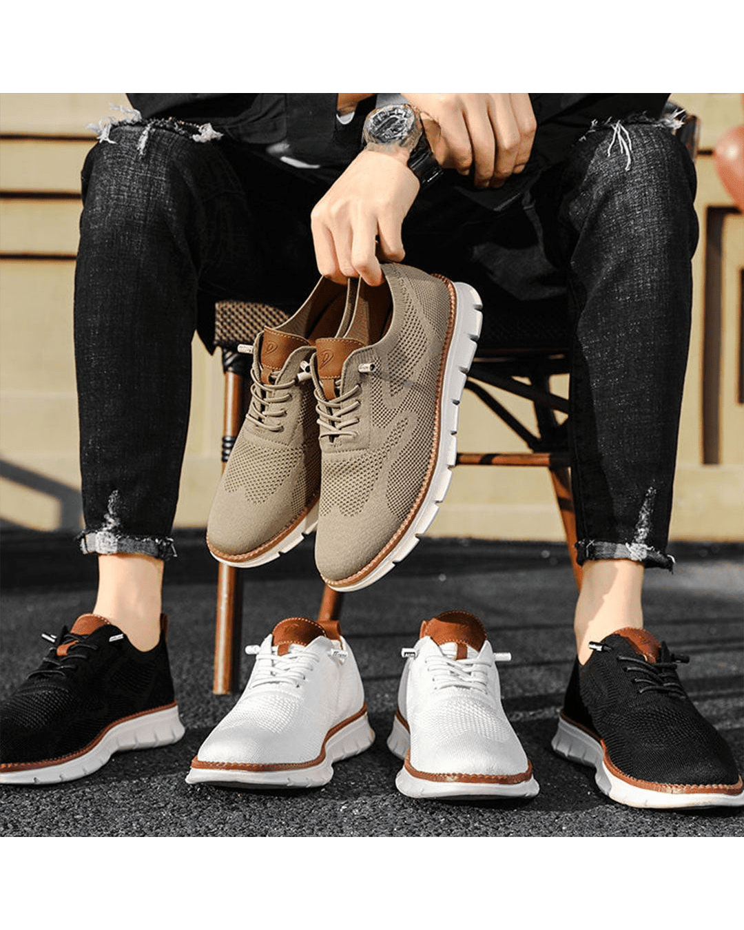 Men's Comfort Sneaker in Italian Leather with Memory Foam Cushioning - Satinnis