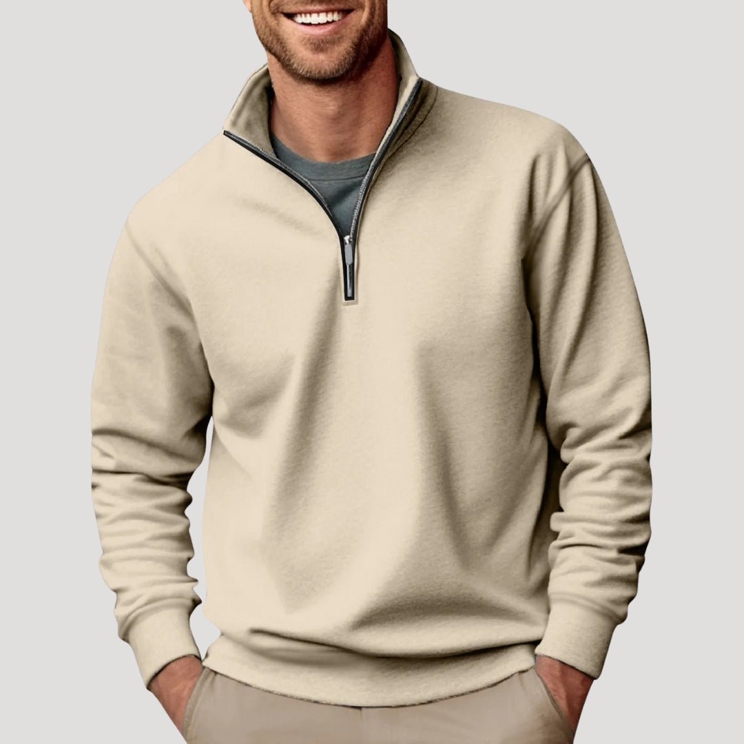 Men's Cotton Half-Zip Sweatshirt - Lightweight, Breathable, Versatile Casual Wear - Satinnis