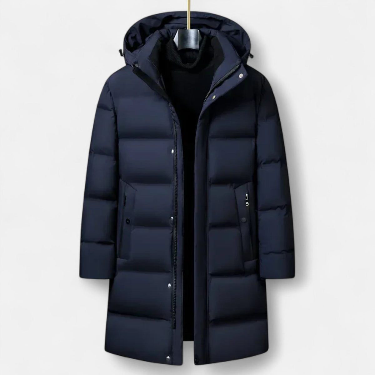 Men's Down Insulated Winter Parka with Hood for Cold Weather Protection - Satinnis