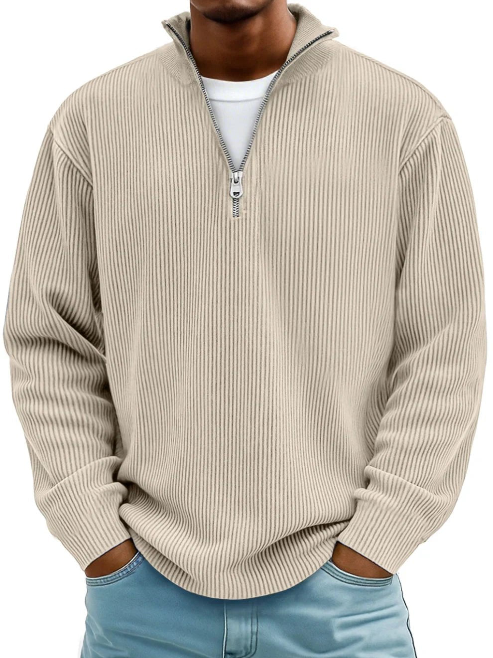 Men's Knit Sweater - Soft Cotton Blend - Casual Fashion - Perfect for Everyday Wear - Satinnis