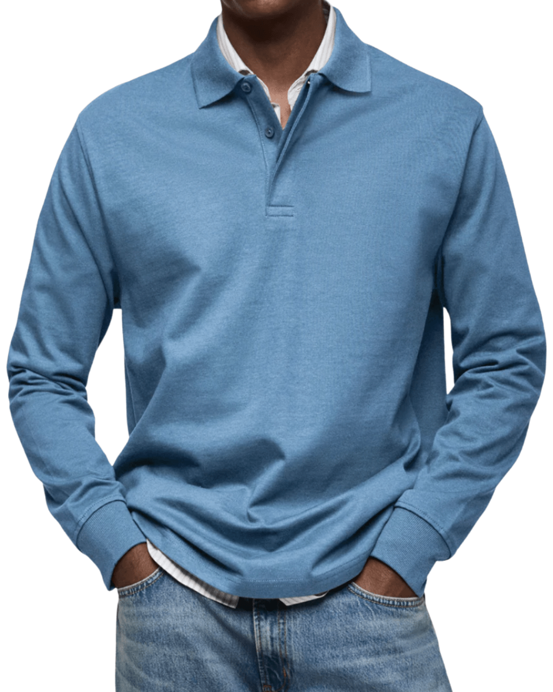 Men's Long Sleeve Polo Shirt - Casual Cotton Blend - Versatile Everyday Wear - Satinnis
