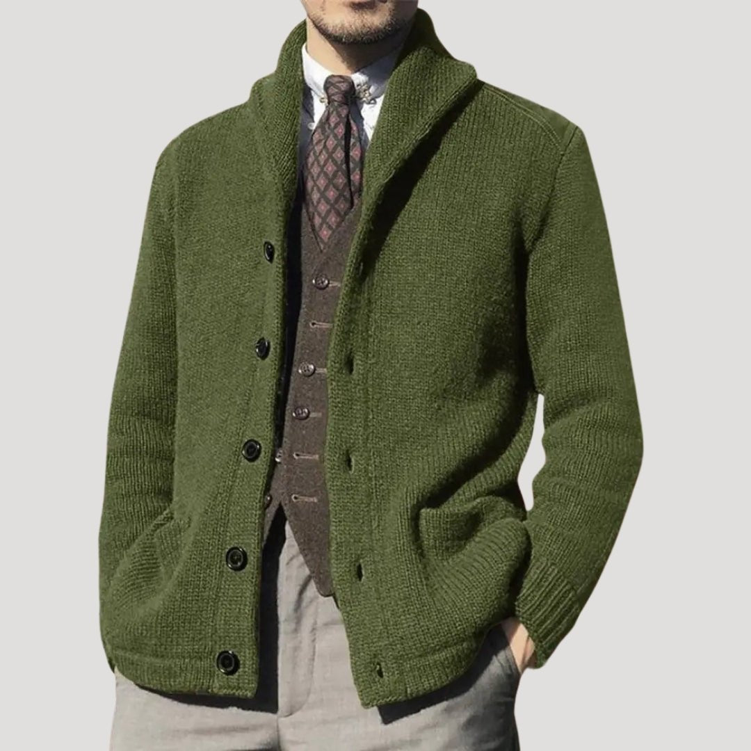 Men's Wool Shawl Collar Cardigan - Stylish Winter Coatigan Jacket - Satinnis